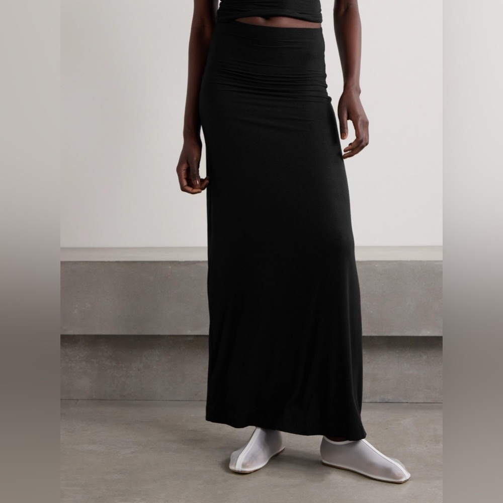 LESET Julien Black Cashmere Blend High Waist Maxi Skirt XL Knit Stretch
